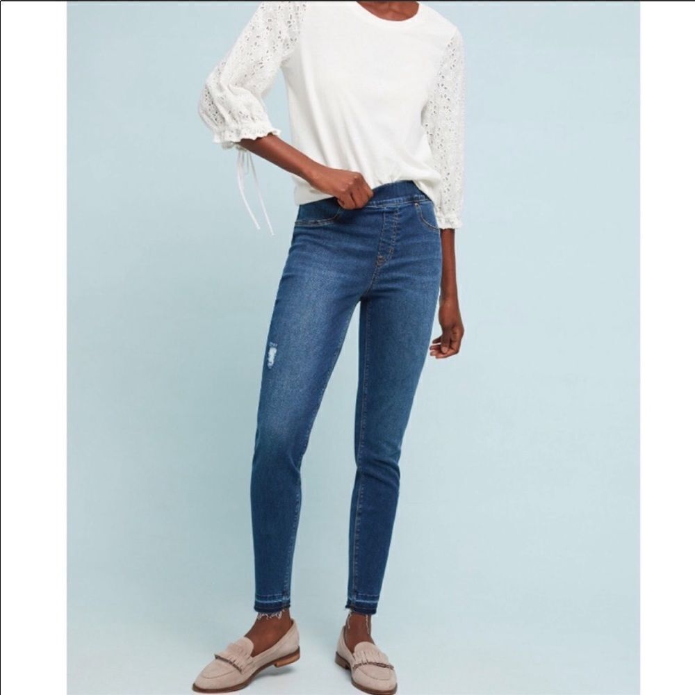 Spanx Distressed Denim Leggings with frayed hem